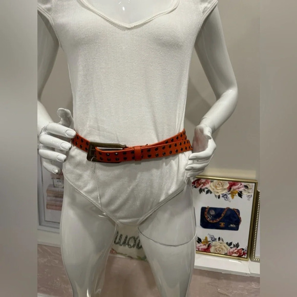 Free People Belt Rush Hour Grommet Belt Orange Leather Slim Grommet
Belt S/M - Picture 3 of 9